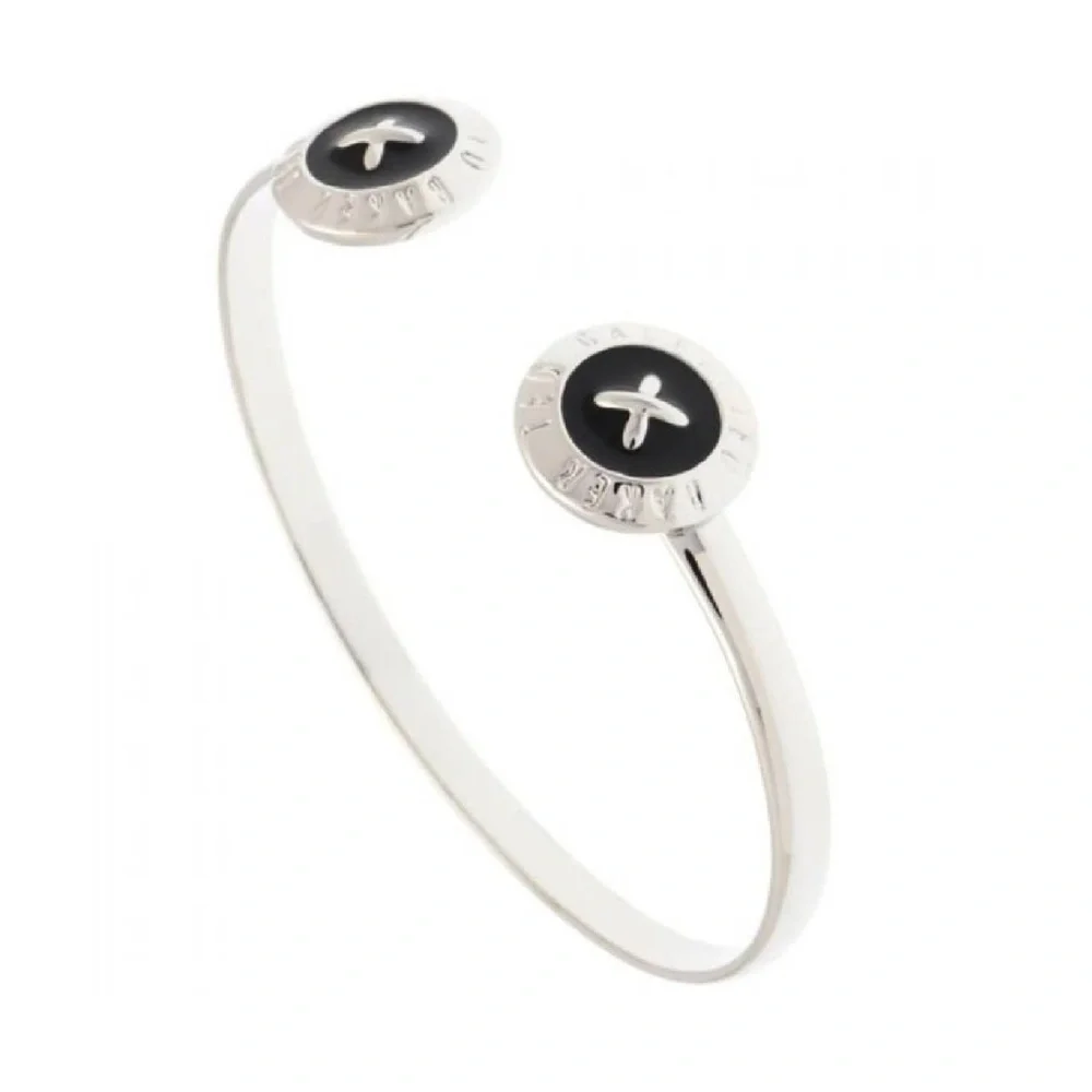 Ted Baker Eida SILVER Finish BLACK Enamel Cuff